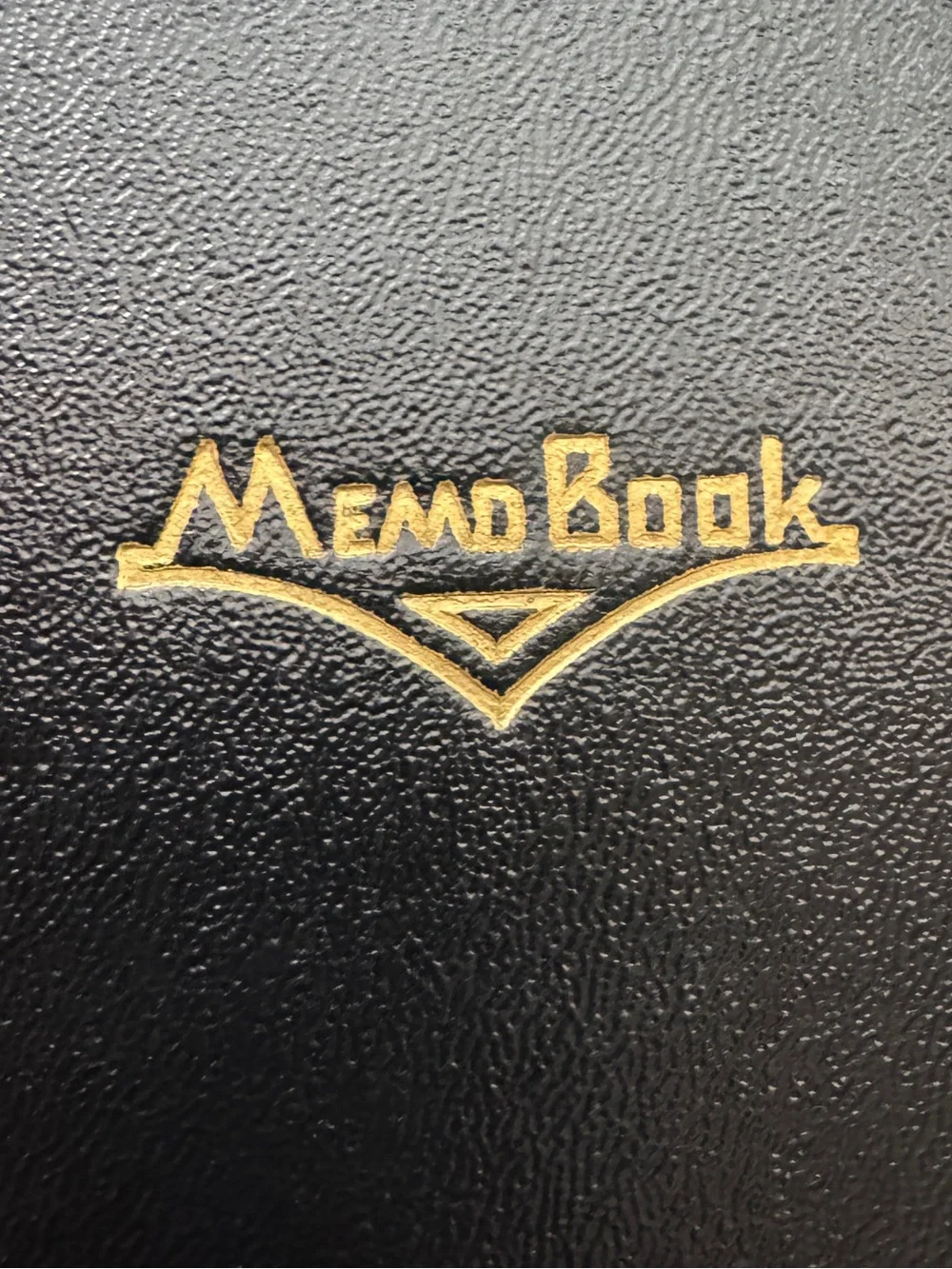 Vintage New Old Stock Black Memo Book Address Book Organizer with Gold Lettering